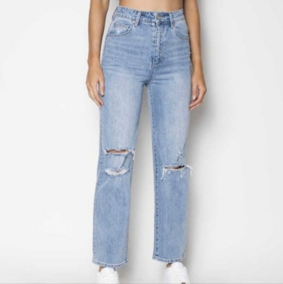 ZGY Denim Ripped Straight Leg Jean in Reality Blue Trash Denim Sz 29 - Picture 2 of 11